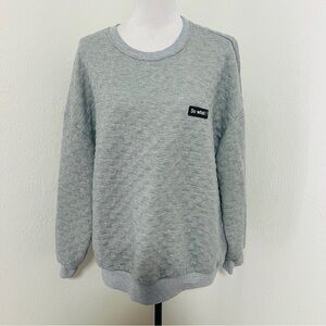 SHEIN Women’s Size XL Waffle Texture Heather Gray Knit Sweater “So What” EUC
